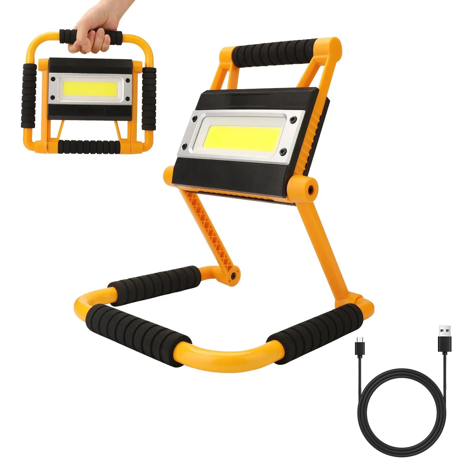 

LED Work Light Portable COB Searchlight Floodlight USB Rechargeable Folding Spotlight Waterproof Camping Lanterns Job Site Lamp