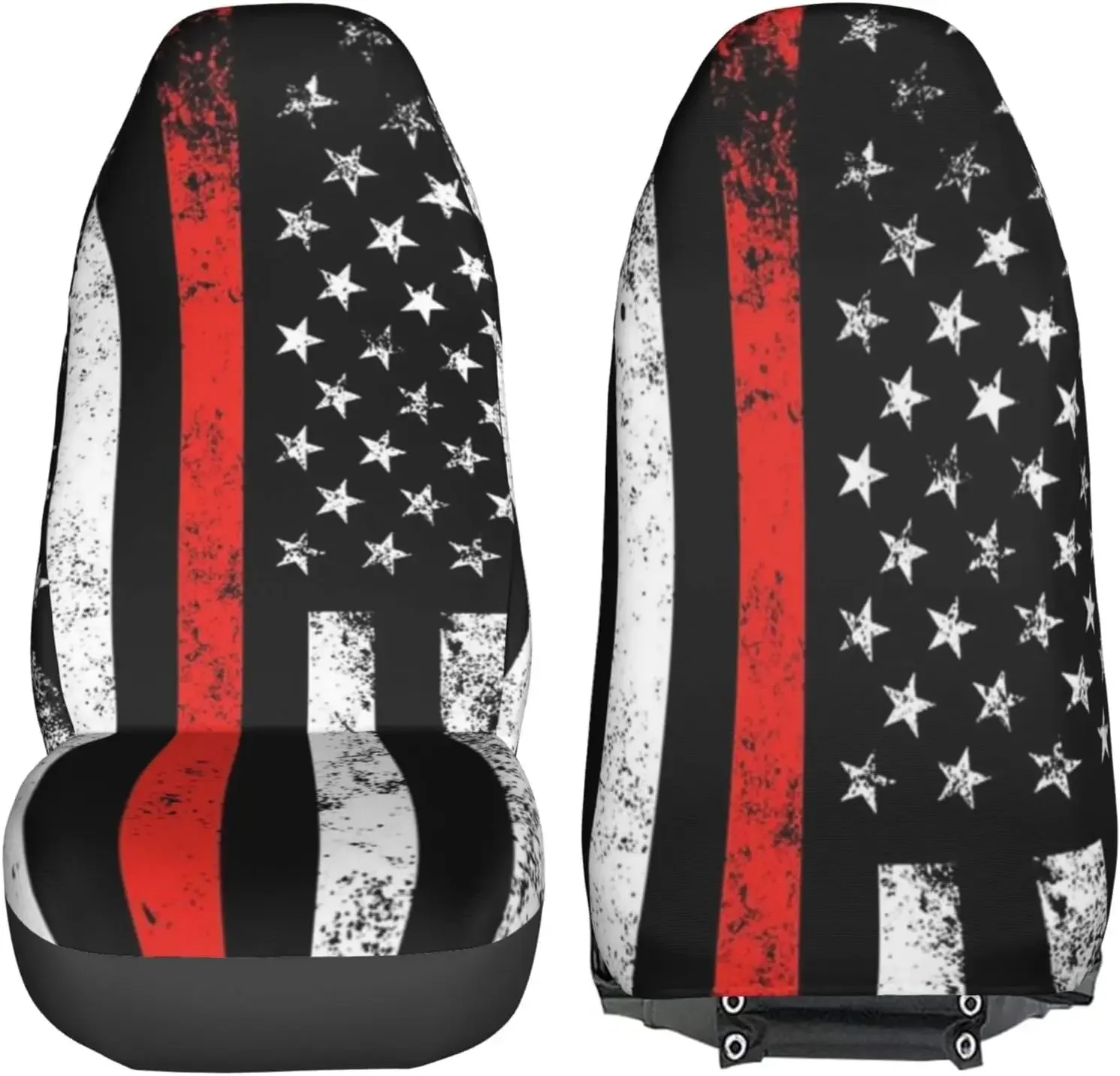 USA Patriotic Firefighter Flag Car Front Seat Covers 2 Pcs Auto Seat Covers Front Seats Only Vehicle Bucket Seat Protectors