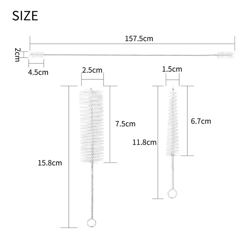 Set per la pulizia della tromba del Trombone in corno francese da 3 pezzi spazzola in Nylon in acciaio inossidabile spazzola per la pulizia dello strumento musicale durevole