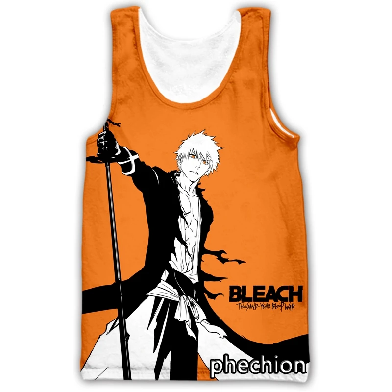 phechion New Fashion Men/Women Anime BLEACH 3D Printed Sleeveless Vest Streetwear Men Loose Sporting Tank Tops A55