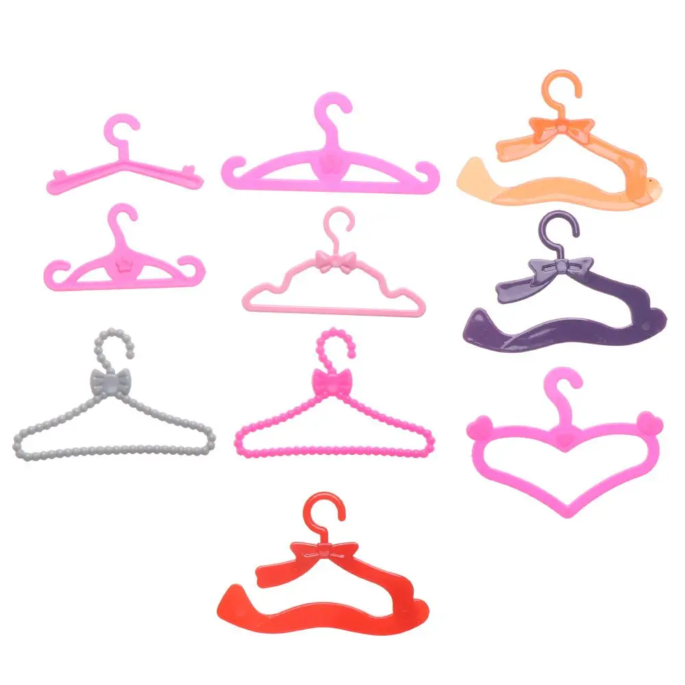 10/20PCS Toy Dress Holders Playing House Pink Plastic 1:6 Scale Doll Accessories Miniature Clothes Hangers Dollhouse Furniture