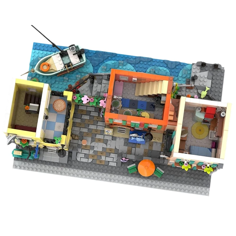 3099 個 MOC-238212 イタリア リビエラ シティ ストリートビュー シリーズ ビルディングブロック ブリック クリエイティブ アーキテクチャ おもちゃ デスクトップデコレーション