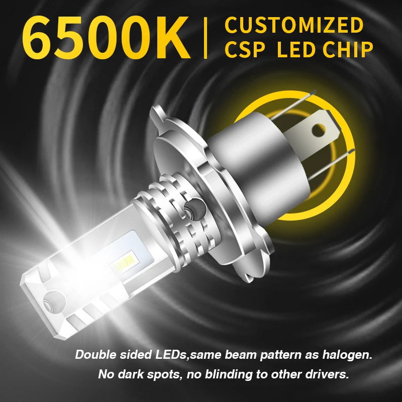 1/2X H4 9003 LED Headlight Bulb CSP Fanless With Canbus High & Low Beam for Audi Honda H4 LED Headlamp for Car Motorcycle