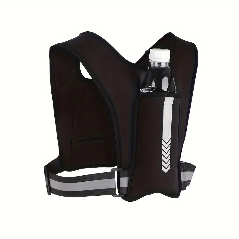 

1pcs Sports Phone Chest Pack Polyester Reflective Stripe with Water Bottle Pocket Running Vest Bag