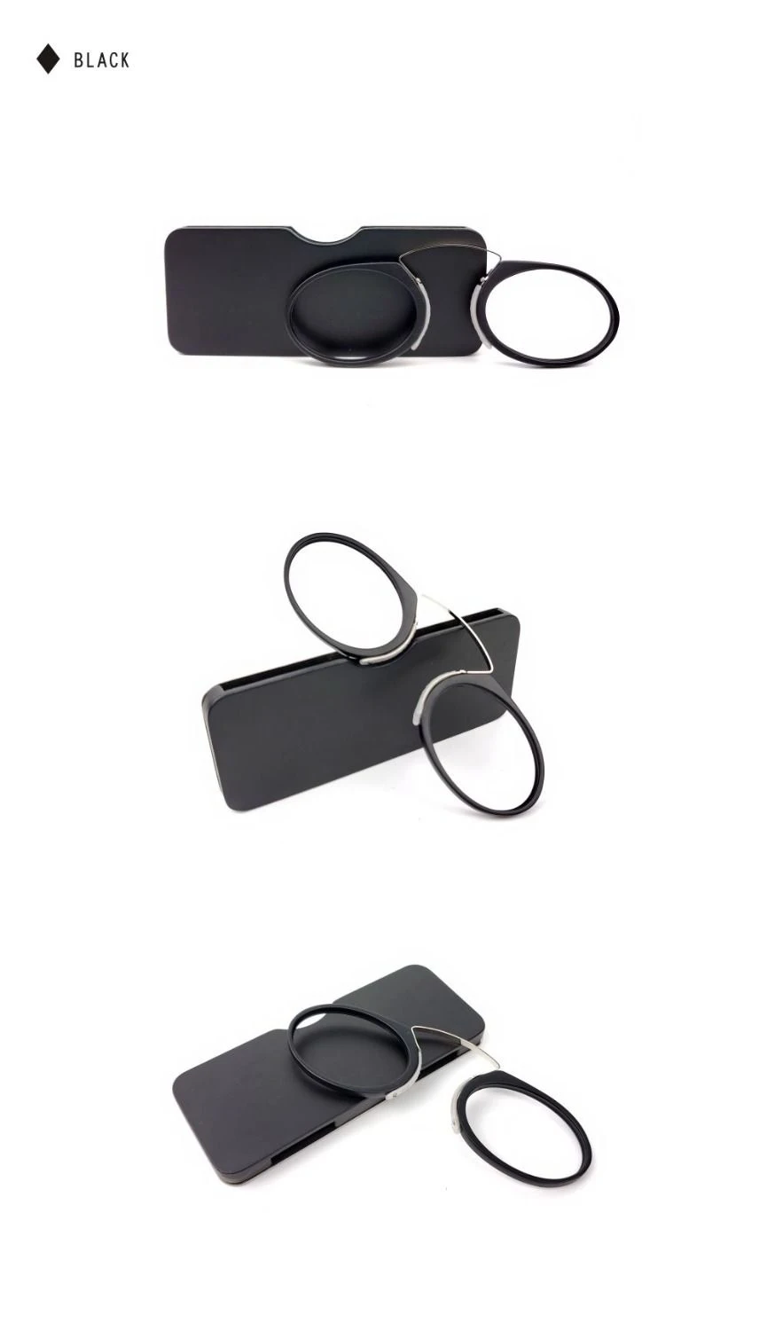 Tragbare Lesebrille mit Clip-Nasenbügel für Männer und Frauen, ultraleichte, ultradünne Presbyopie-Brille mit Original-Etui – Detail 11