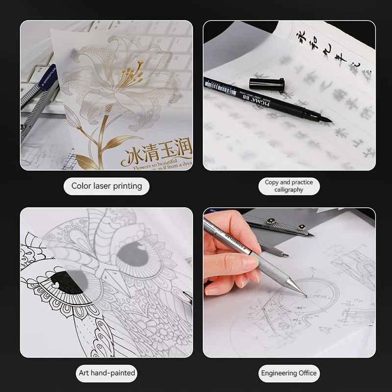 50 arkuszy papieru kalkowego A4/A5 do pisania, kopiowania, rysowania, scrapbookingu, kaligrafii, przezroczysty papier do kalkowania, materiały do rękodzieła — zdjęcie produktu 5