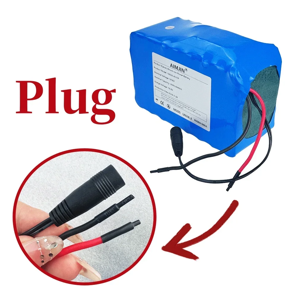 4S10P 14.8V 30Ah 444Wh 18650 Lithium Battery Pack with BMS for Inverter Smart Robot High-power Equipment Etc