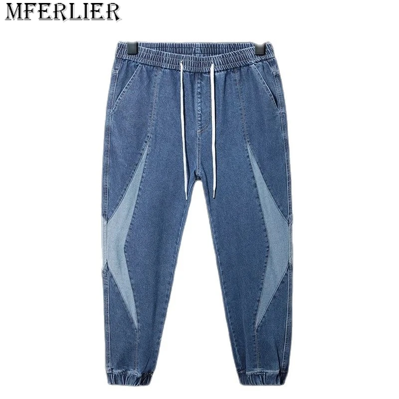 

Jogger Jeans Men Denim Pants Plus Size 8XL Fashion Patchwork Jeans Casual Elastic Waist Denim Pants Male Big Size Trousers