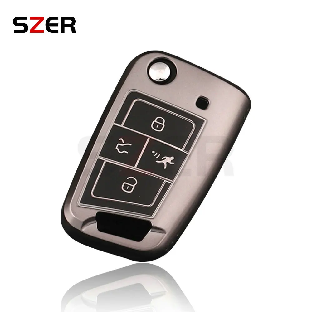3 4 Button TPU Car Key Case Cover For VW Volkswagen Golf 7 MK7 Tiguan MK2 For SEAT Ateca Leon FR 2 Ibiza For Skoda Octavia Fob