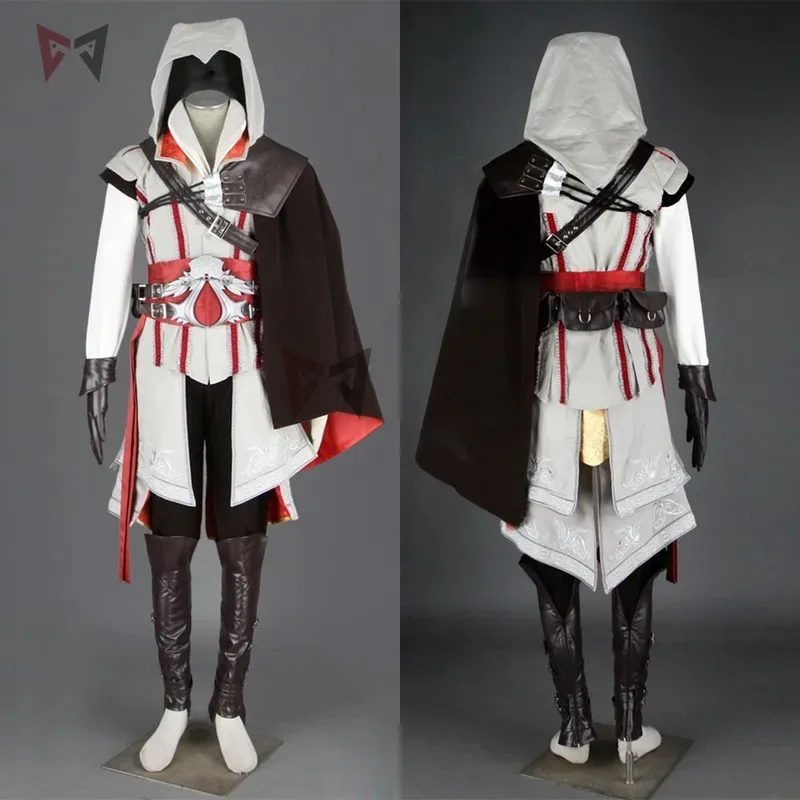 Hot Creed Cosplay Costume Ezio Assan Connor Sweater Pants Coat 16 PCS Halloween Set For Man Women Custom Made
