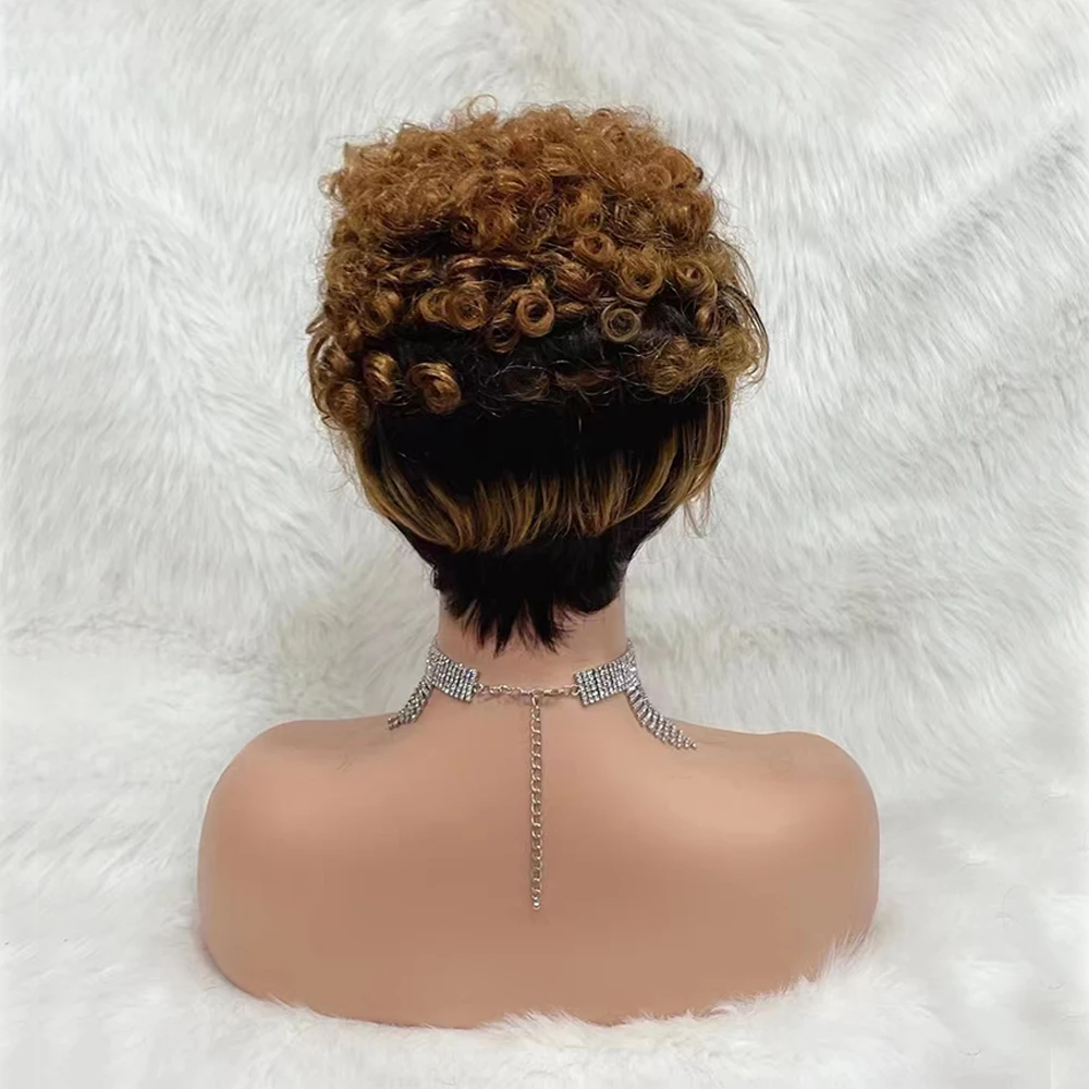 Fantasia pixie corte peruca de cabelo humano curto encaracolado perucas de cabelo humano para as mulheres barato 13x1 rendas frente malásia peruca afro sem cola peruca encaracolado