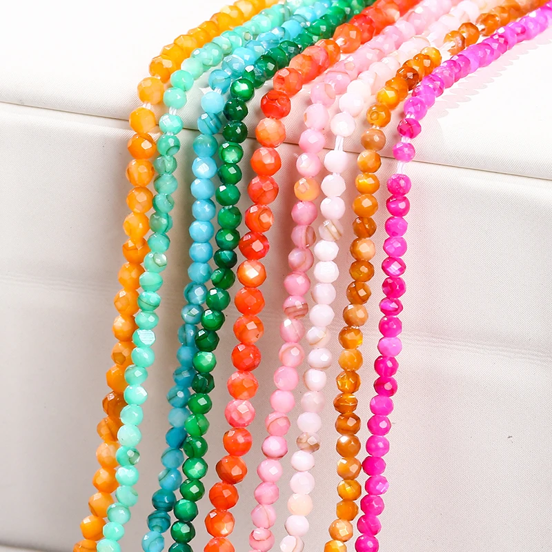 2 3 4mm Faceted Freshwater Shell Bead Dyed Color Round Small Beads for Jewelry Making DIY Elegant Necklace Earrings Accessory