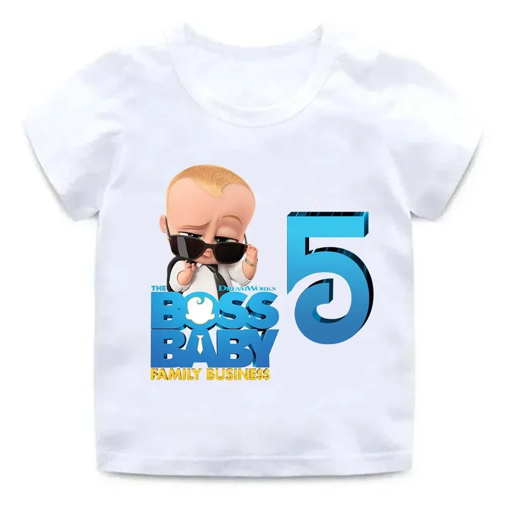 Bossed T-shirt Birthday Party Number 1-10 Shirts baby Boys Tees Tops Children\'s Clothing Cute Sportwear Summer Clothes Cotton