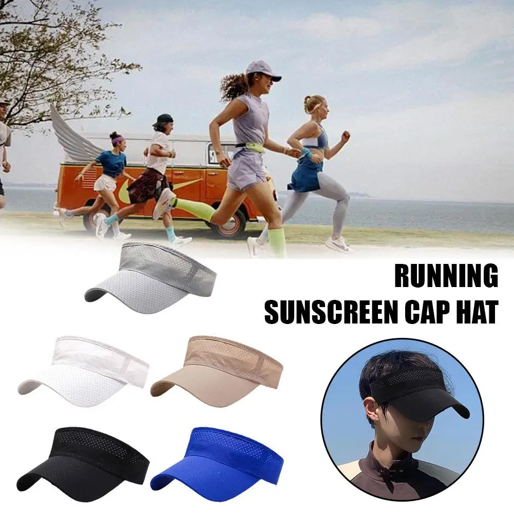 Summer Breathable Air Hats Men Women Adjustable Running Sports Visor Cap Top Solid Hat Empty Screen Uv Te B2u4