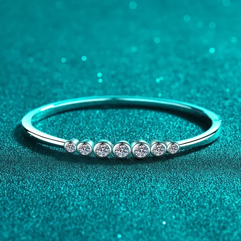 

Luxury Platinum PT950 Bangles for Women Bubble Moissanite Bracelet Fashion Simple Bracelet to Girlfriend Gift Fine Jewelry
