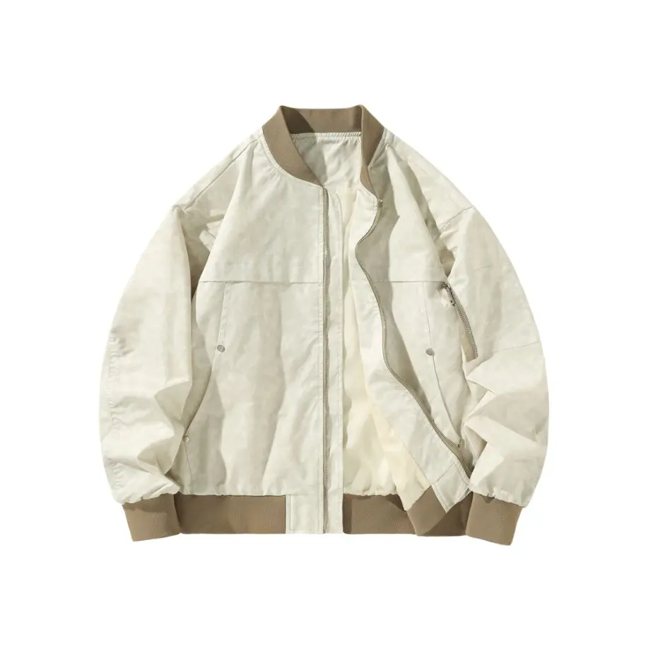 Oversized Man 100% Polyester Bomber Jacket Fashion Dirty Blazer Autumn American Size Hip Hop Casual Zipper Coat Retro Streetwear
