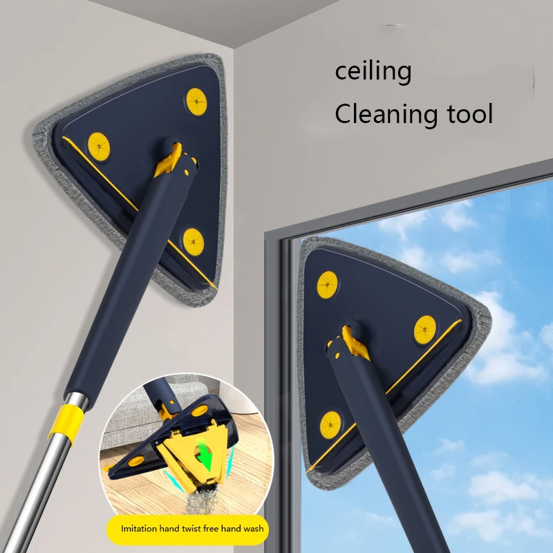 

New triangle rotating lazy mop automatic wringing water hand wash free wet and dry dual use mop multi-purpose cleaning artifact