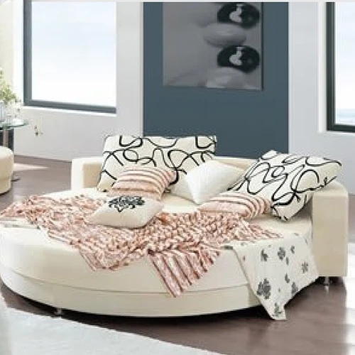 Modern internet celebrity Nordic fabric round bed soft bed ins light luxury simple double bed wedding bed princess bed