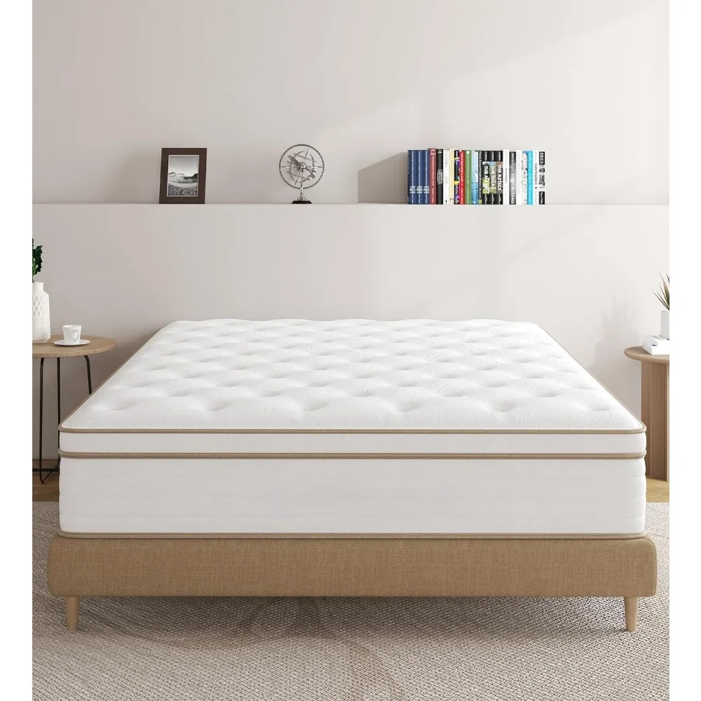 Full Size Mattress, 12 Inch White Full Mattress in A Box, Memory Foam Individually  for Pain Relief, Medium Firm Full Mattresses