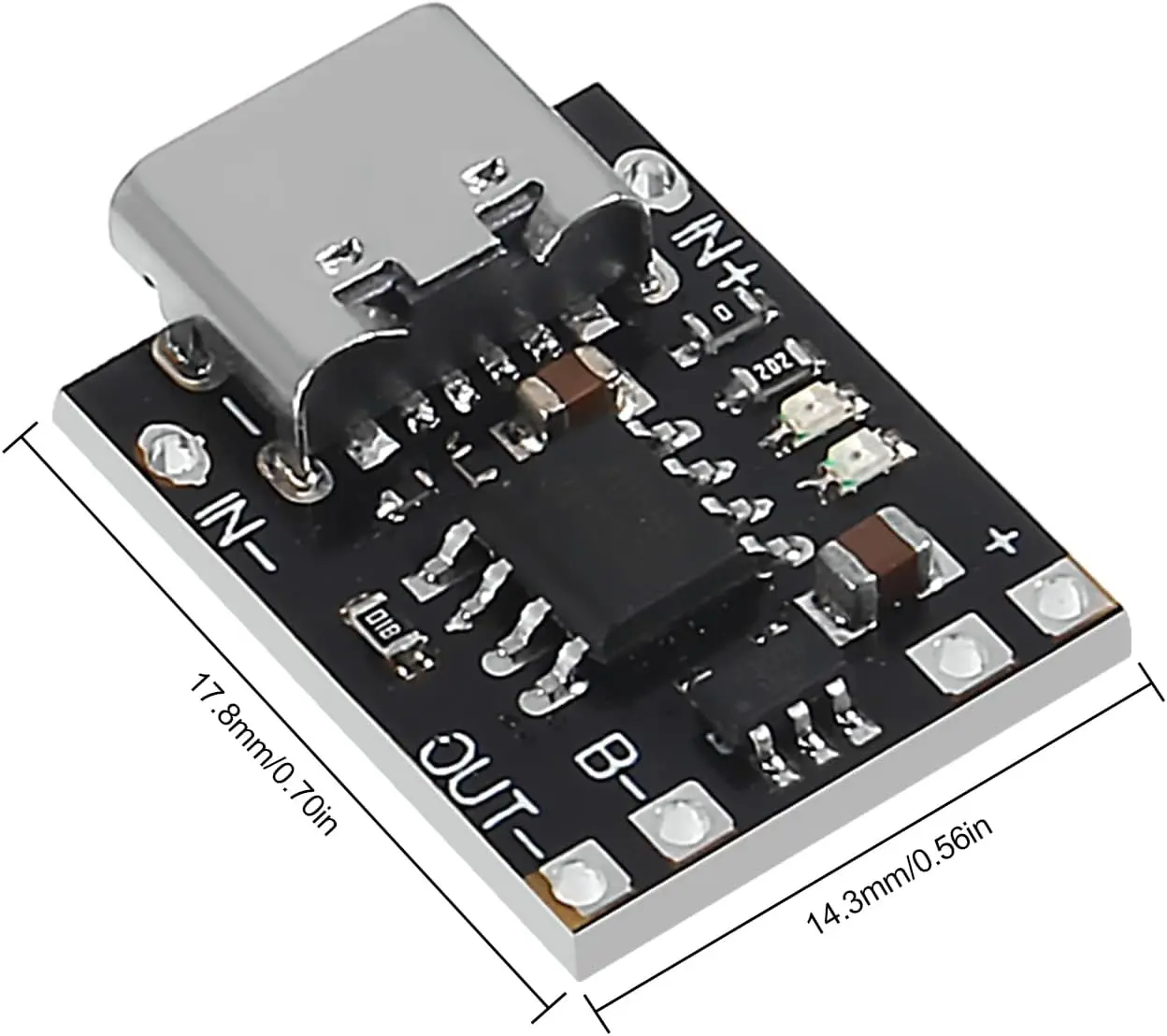 Mini USB Type C 3.7V Lithium Battery Charger Board 4.2V Charging Module with Protection Circuit LED Charge Indicators 5V USB-C I