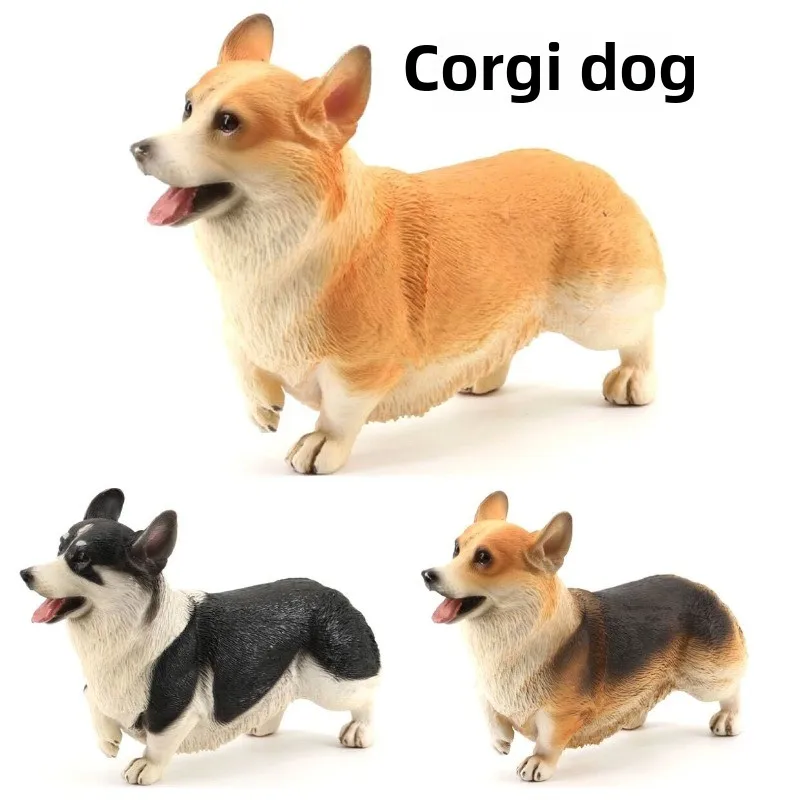 Realistic Corgi Dog Model Toy Figurine Gift for Children, Miniature Welsh Corgi Pet Dog Simulation Craft Ornament