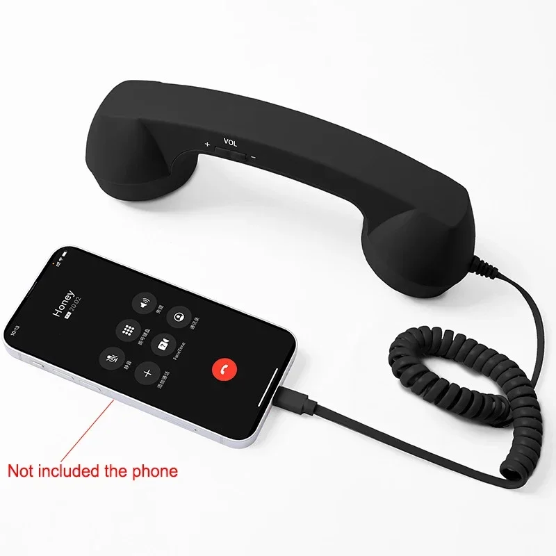 3.5mm/Type-C Retro Phone Handset, Radiation Proof Telephone Handset Cell Phone Receiver with Mic, for Cell Phones, Smartphone