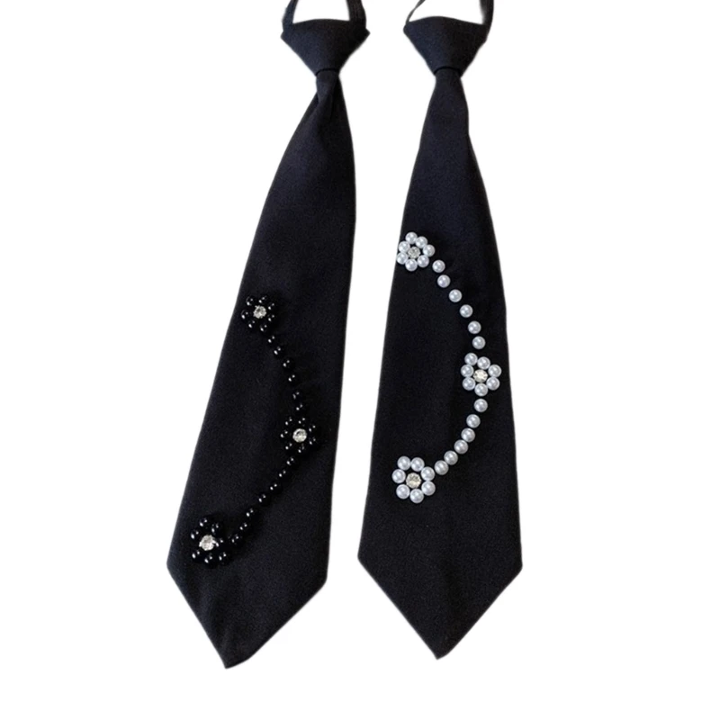 

Q0KE Elegant Pearl Neck Tie for Business Necktie Banquet Formal Suit Accessories