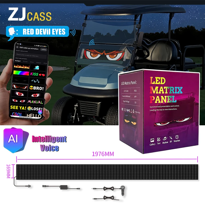 

AI умный голосовой светодиодный пиксельный экран, проекционный свет с персонализированным дисплеем автомобиля, для освещения атмосферы автомобиля на Рождество и Хэллоуин
