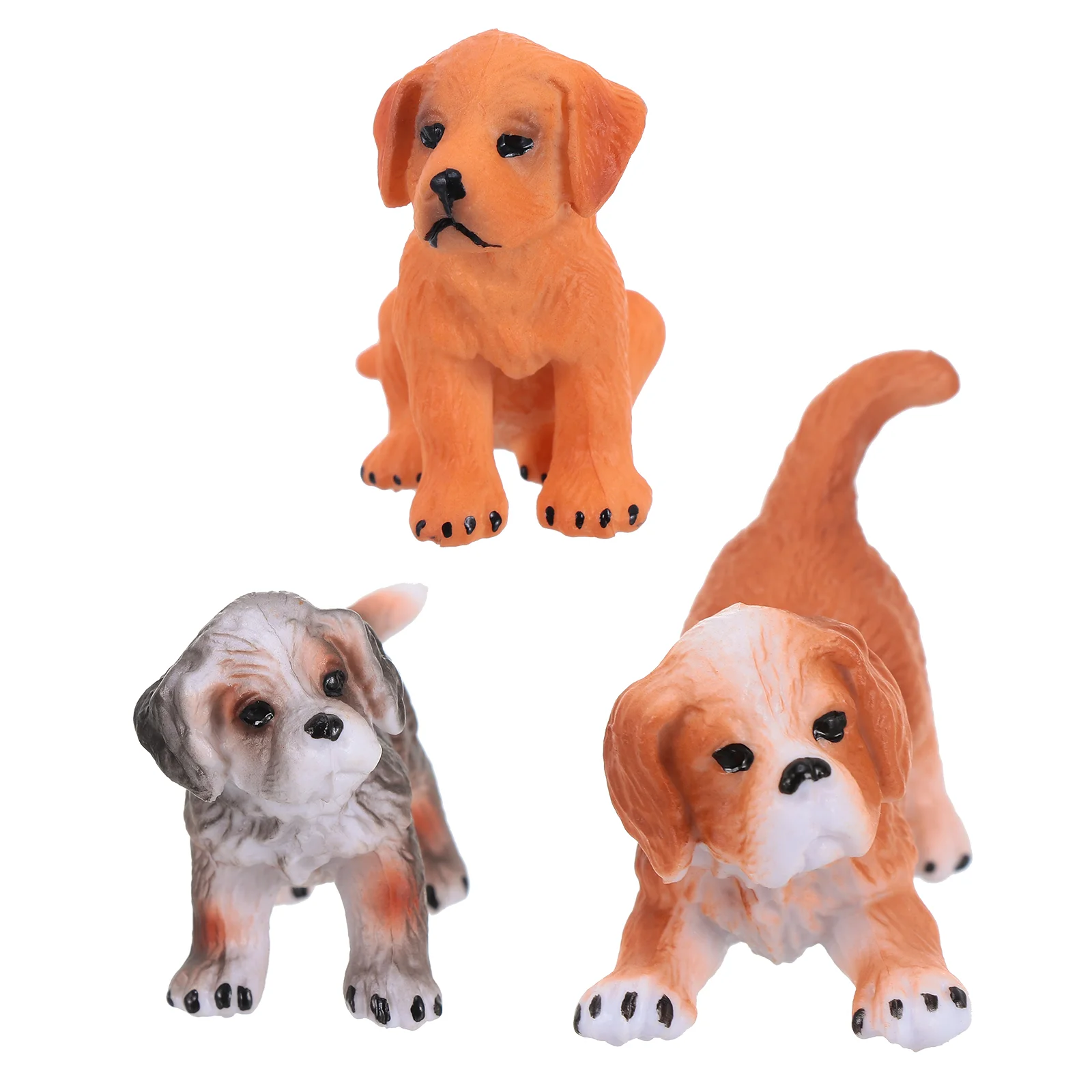 

3 Pcs Dog Ornaments Desktop Decors Garden Decoration Toy House Figurines Puppy Figures Pvc Realistic Statue