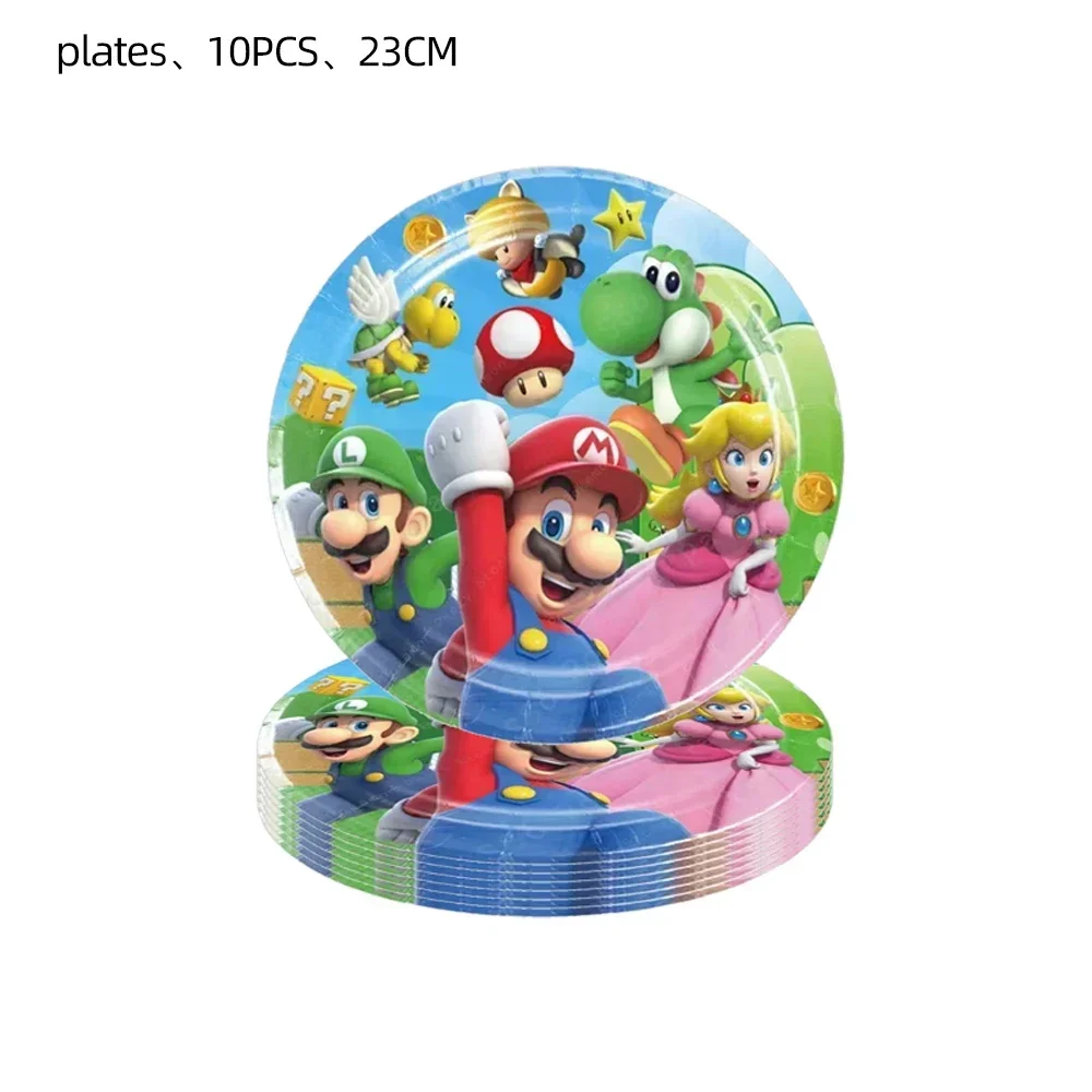 Super Trendige Mario Bros Geburtstagsdekorationen Party-Zubehör Tischdecke Pappbecher Teller Servietten Tasche Set Einweg-Tischgeschirr – Detail 4