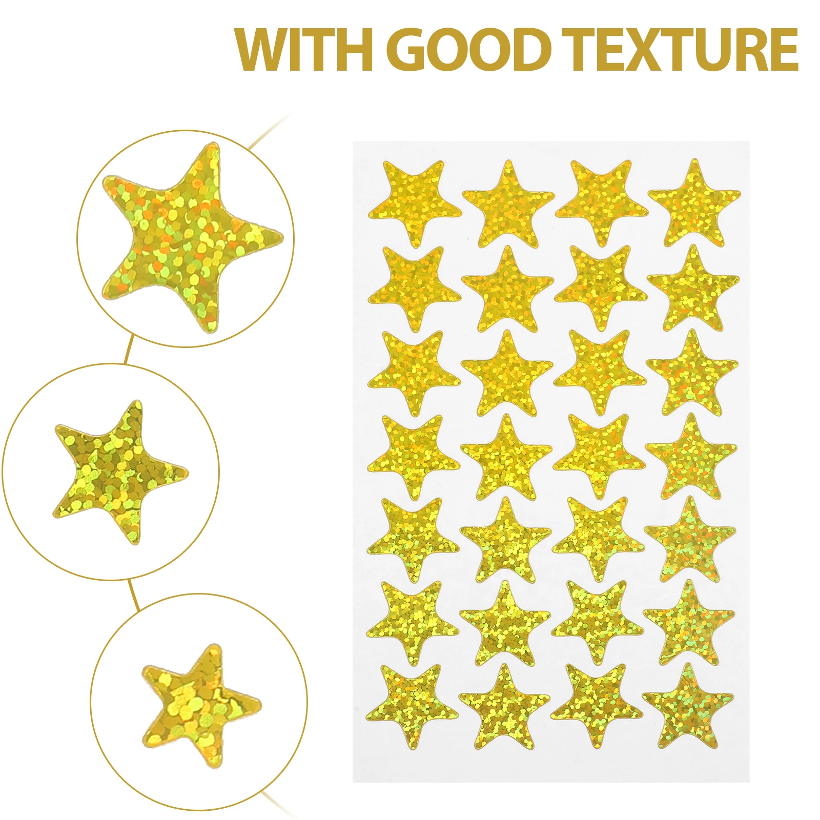 

30 Sheets Golden Pentagram Stickers Craft Paper Decor Kids Classroom Party Office Reward Motivation Students Teachers