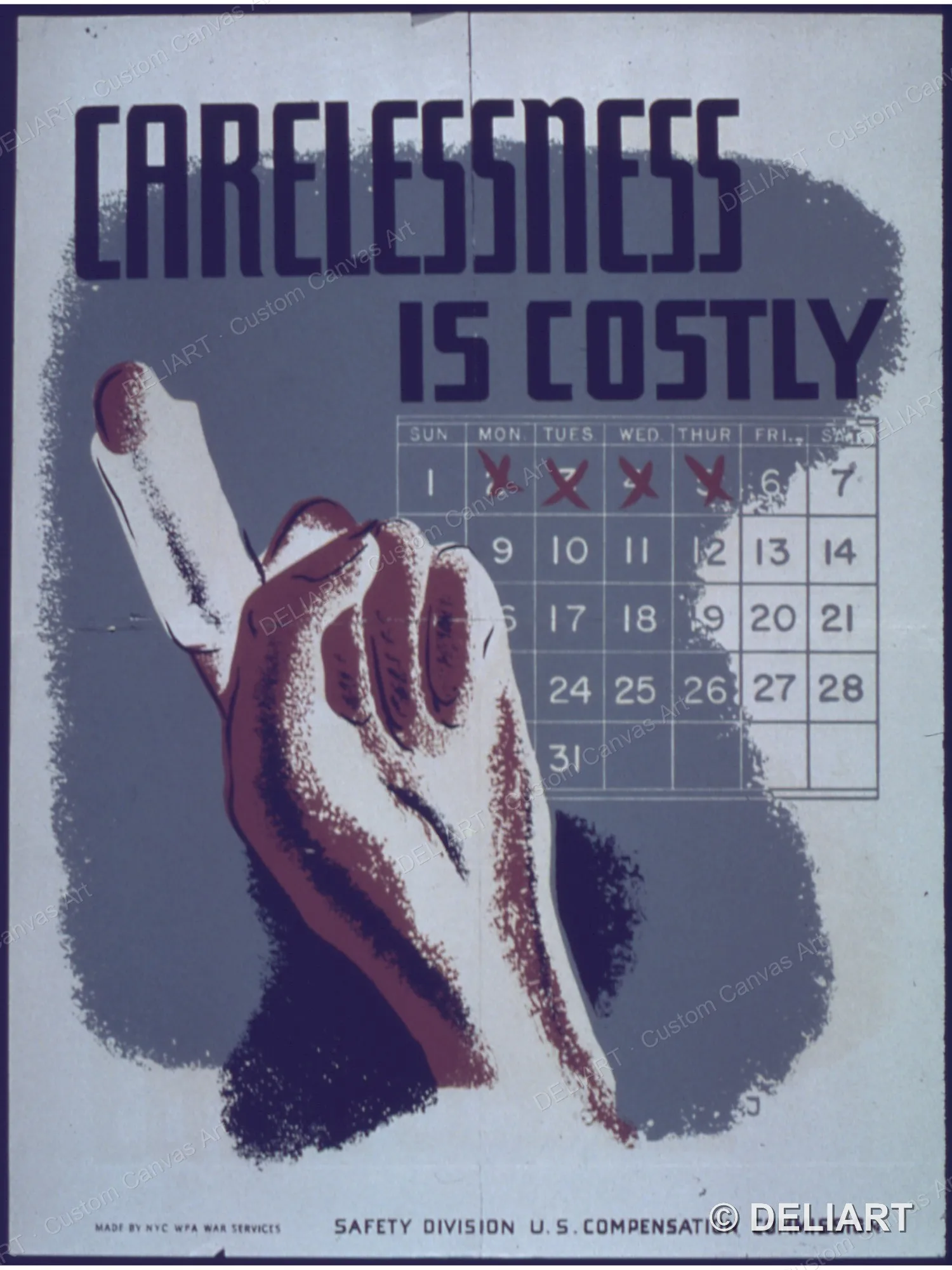 Carelessness is Costly Vintage WWII Propaganda Canvas Wall Art Poster Print 1940s War Effort Military Home Front Retro Unframed