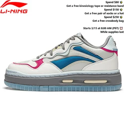 Li-Ning Women's FUTURE C1 Classic Lifestyle Shoes Comfortable DUAL CUSHION Retro Leisure Sport Shoes Soft Thick Sneakers AGCU032