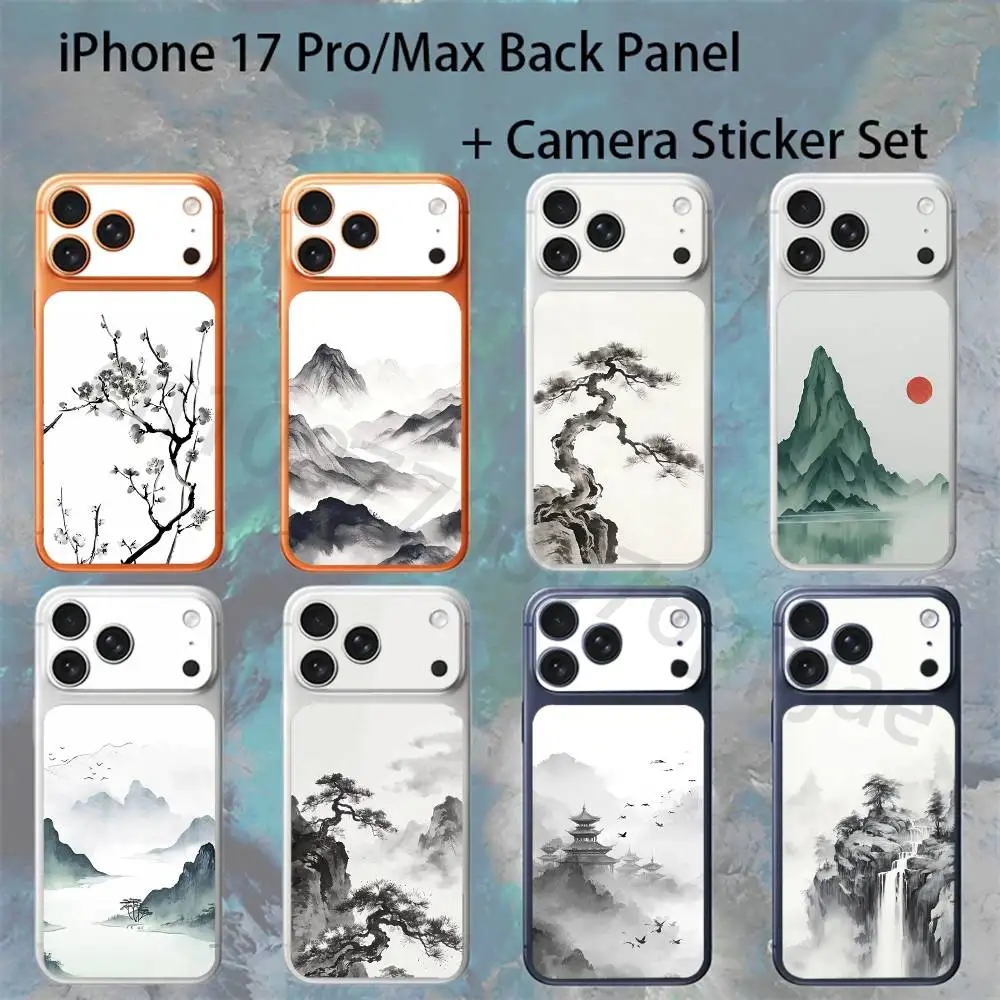 

Chinese Ink Style For iPhone 17pro/Max Full body Back Cover Decal Skin Colorful Rear Protective Sticker Film