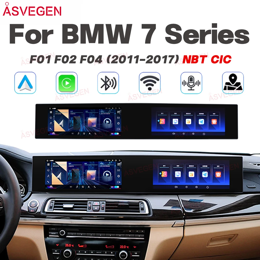 

21-дюймовый изогнутый двойной экран для BMW 7 серии F01 F02 F04 2011-2017 CIC NBT Android 13, автомагнитола с CarPlay, GPS-навигацией и мультимедийным проигрывателем