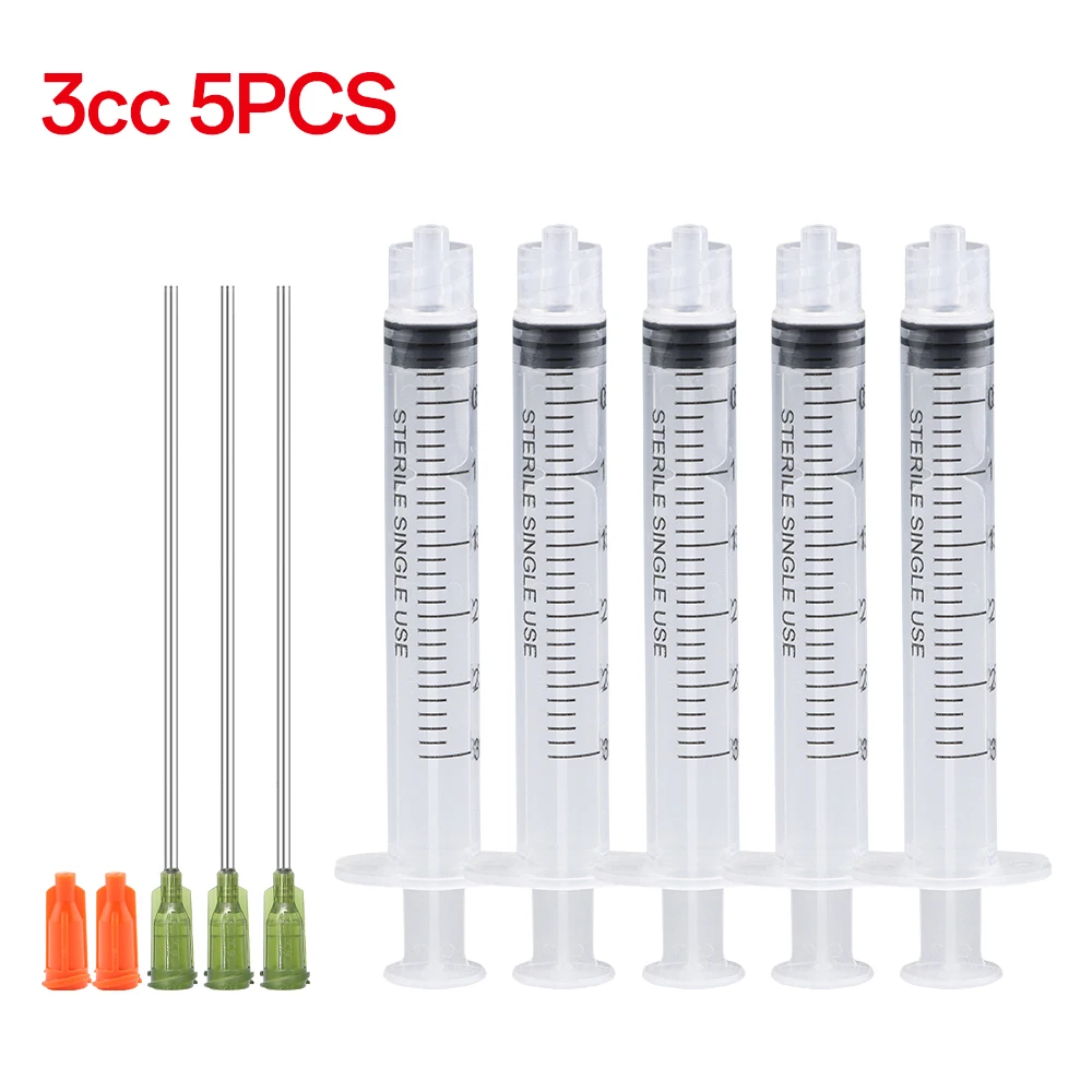 3 ml-60 ml Kunststoff-Luer-Lock-Spritze, Industriespritzen mit 4-Zoll-Kleber-Dosierspitze und Kappen für die Fütterung von Ölkleberflüssigkeit und Haustieren