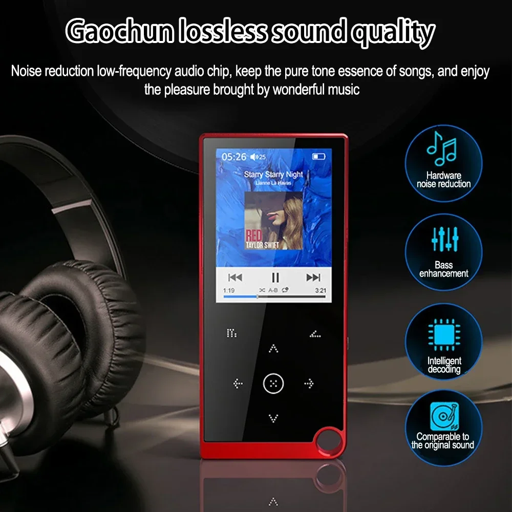 Schermo da 2.4 pollici HiFi Audio portatile Walkman con lettore Video FM/eBook/Recorder/MP4 nuovo lettore musicale MP3 Bluetooth 5.0 Lossless