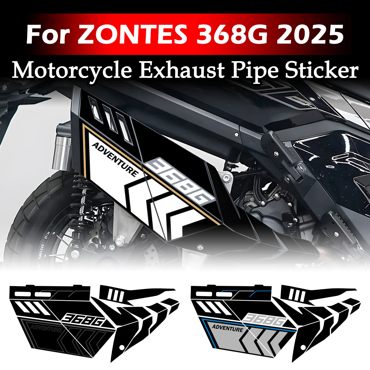 

For ZONTES 368G 368 G Motorcycle Exhaust Pipe High Polymer Stickers ADV Moto Adventure Scooter Decoration Accessories Decals Set