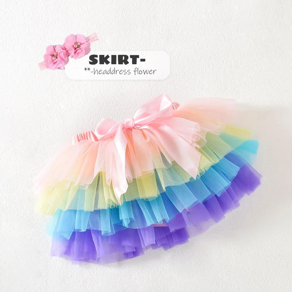 Ragazze Tutu gonna Baby Bloomers neonato pannolini copertura Mini Pettiskirt danza arcobaleno Tulle bambini principessa gonna garza vestito