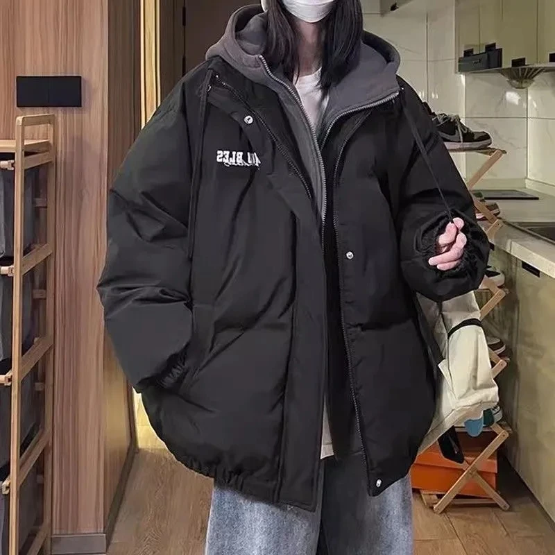 Fake two Cotton Jackets For women Winter Thick Student Hooded Coat Female Casual Cotton Jackets Lady Loose Warm Parka Overcoat