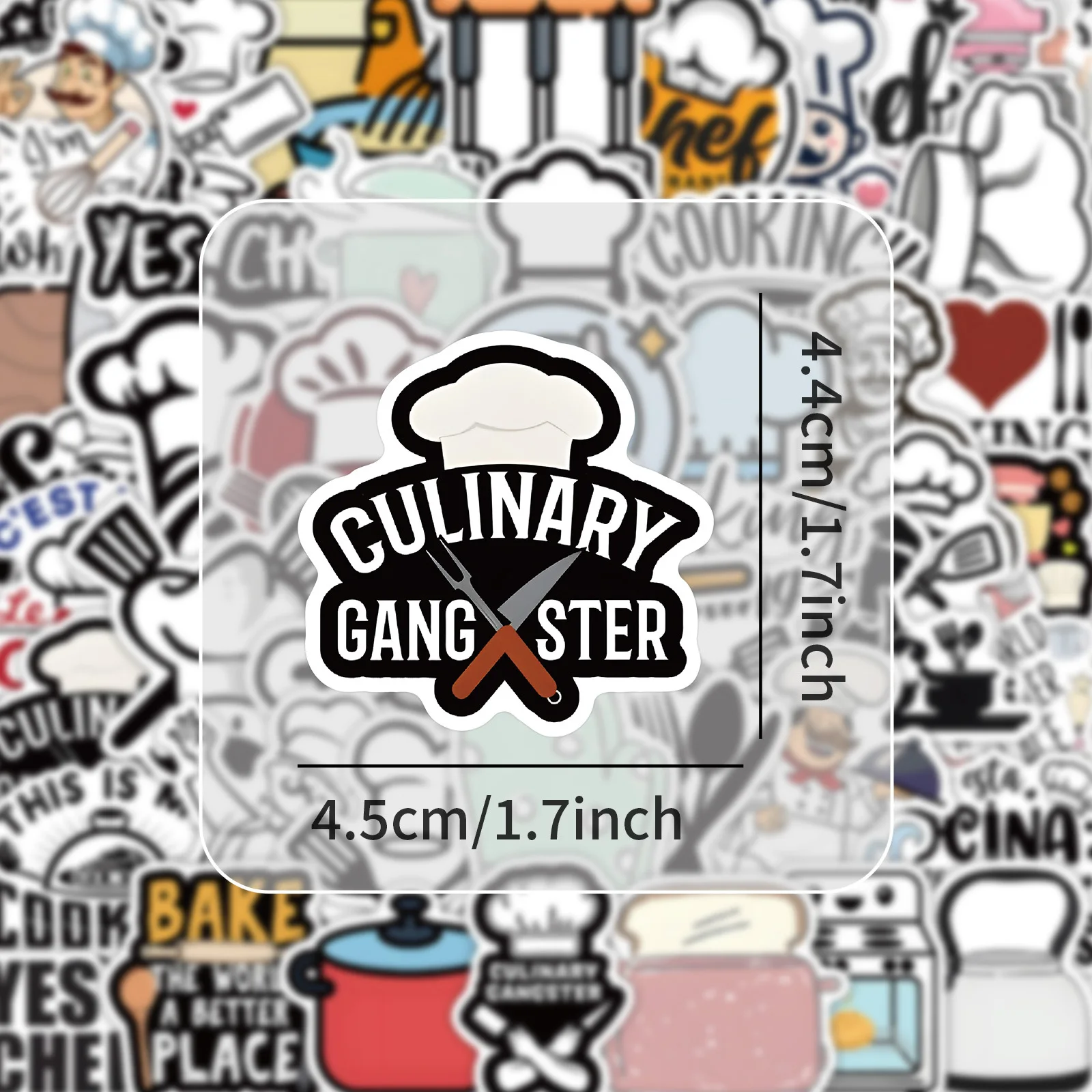 

10/54PCS Chef and Kitchenware Creative Cartoon Kitchen Cooking Graffiti Stickers Decorate Cell Phone Case Water Cup Guitar