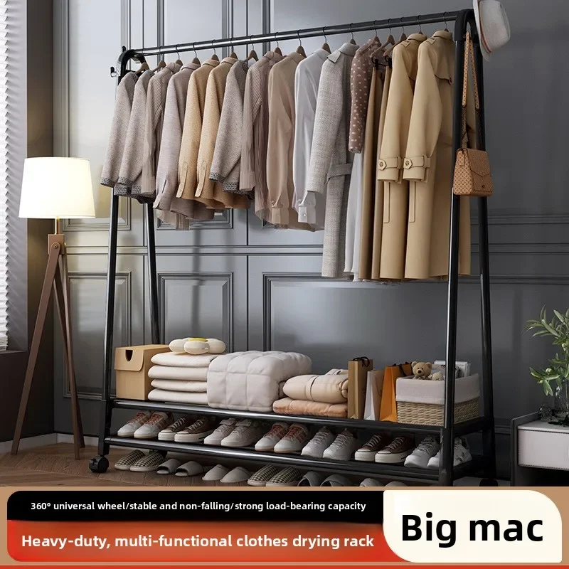 Free Standing Movable Portable Clothes Drying Rack Hanger Stand Small Apartment Home Clothing Rack Stand Clothes Rack