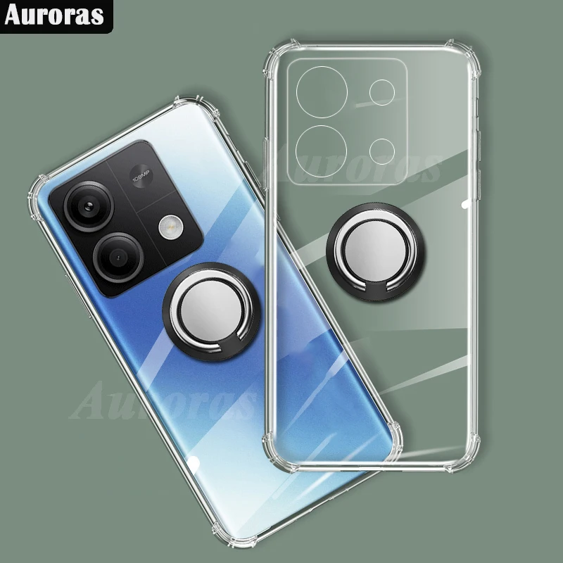 Auroras For Redmi Note 13 Pro 5G Case With Ring Clear Soft Airbag Shockproof Shell For Redmi Note 13 4G Pro Plus Pro+ Back Cover