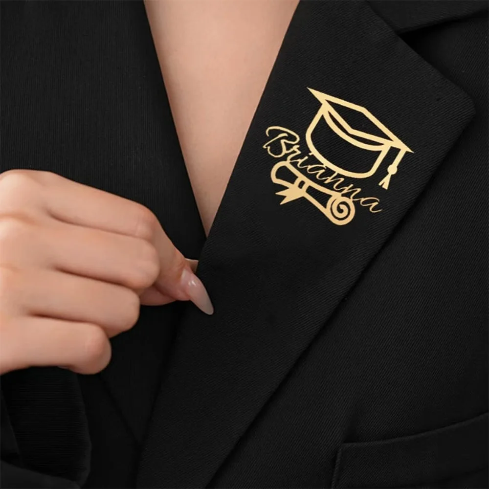 Customized Graduation Hat Name Brooch Pin Men's and Women's Names Lapel Pin School Graduation Party Gifts Gold and Silver view 6