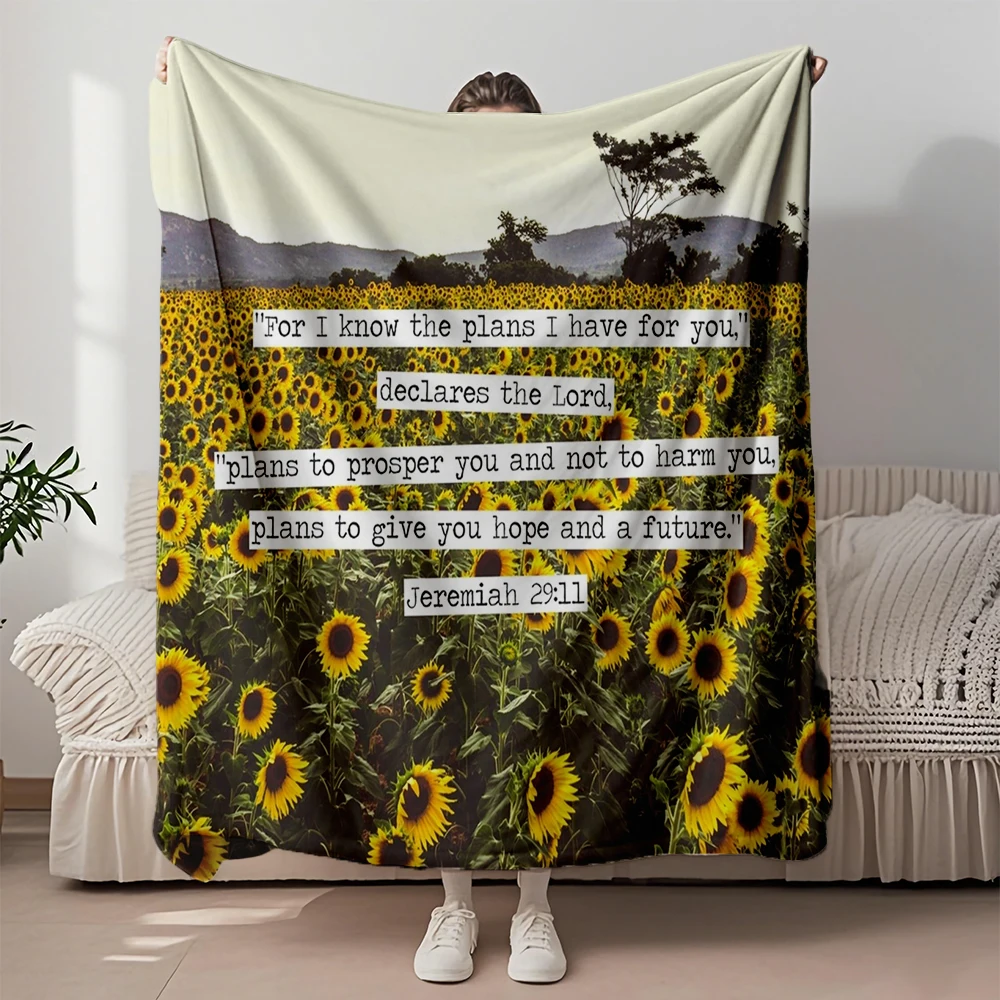 

Stylish Flannel Blanket Jeremiah Sunflowers Art Deco Hotel-style Cover Travel Blanket With Durable Hypoallergenic Blankets