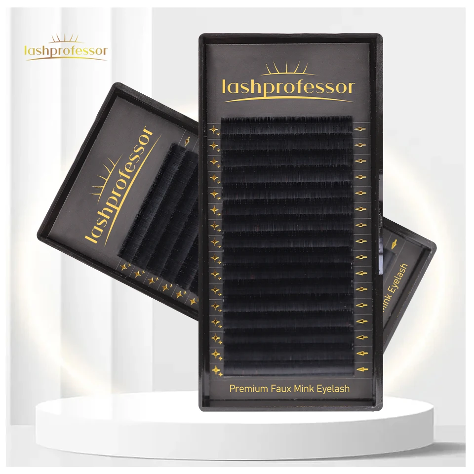 

Lashprofessor 16Rows Soft Natural Volume Cashmere Matte Black Lashes Trays 8-15mm Mix Korean PBT Individual Eyelashes Extensions