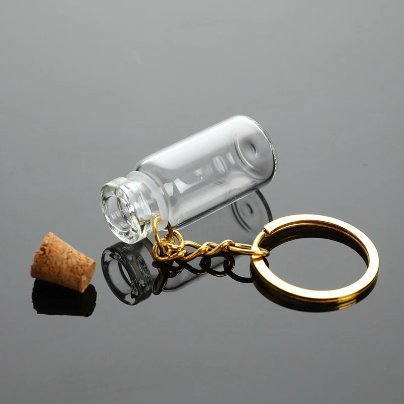 5PCS 2ml Transparent Mini Glass Bottle Vial Tube Potion Perfume Cork Jars Wish Pendant Keychain Charm
