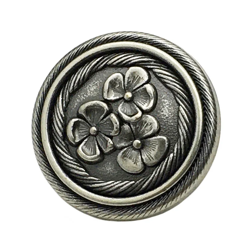 Antique Silver Rose Metal Buttons Vintage Flower Decorative Buttons Universal Fasteners for Overcoat Suit Blazer Jacket Clothing