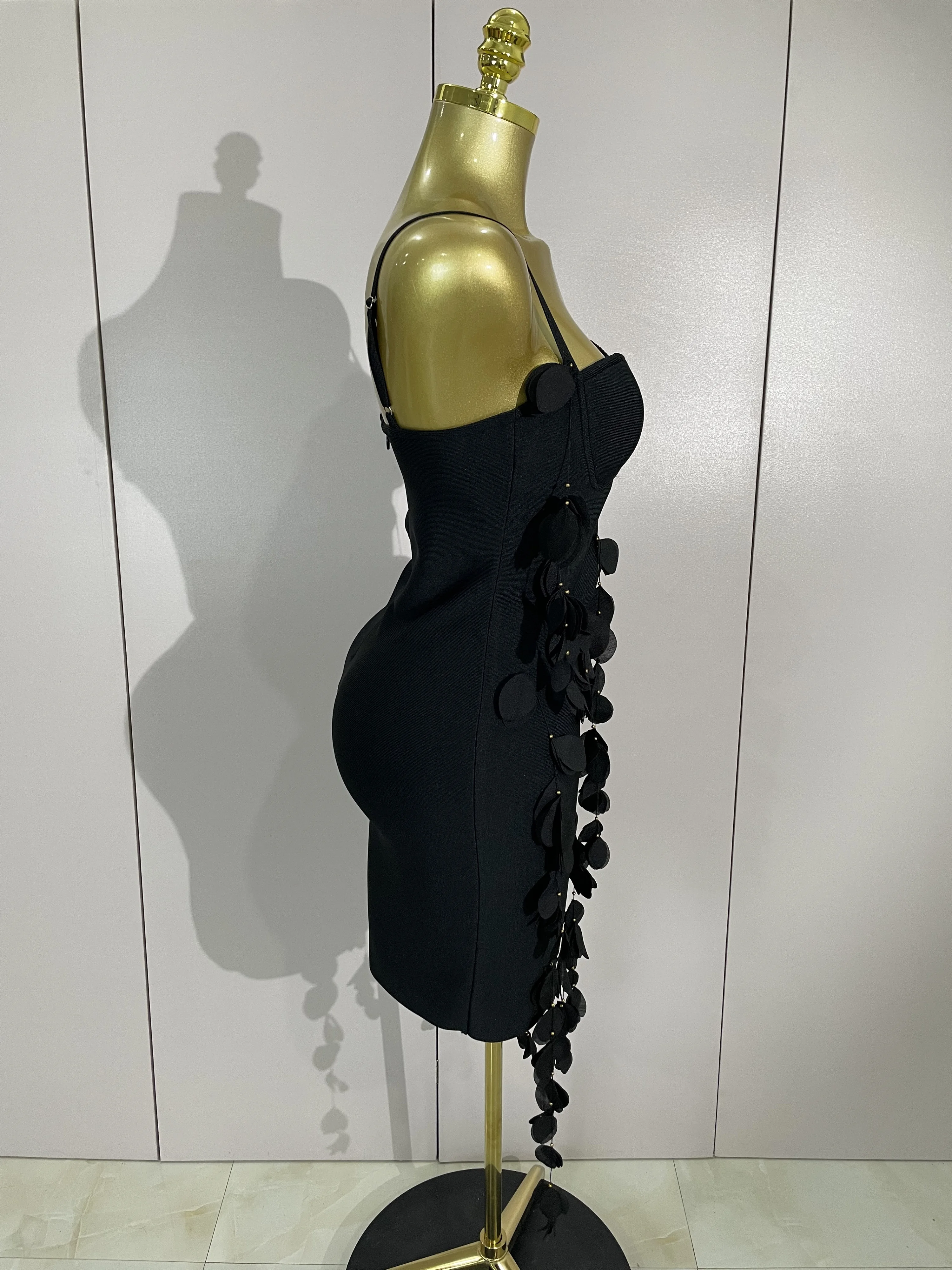 Sexy Halter Backless Black Tassel Bodycon Bandage Mini Dress Women Elegant Prom Gown Club Evening Party Birthday Dresses