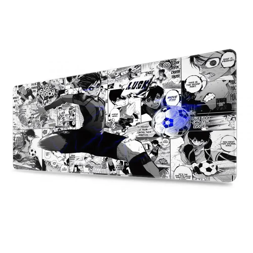 Black And White Anime Mouse Pad PC XXL Gamer Cabinet Mousepad Keyboard Rug Laptop Blue Lock Nagi Seishiro Desk Mat Soft Carpet